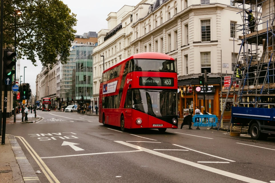 a double decker bus on the street